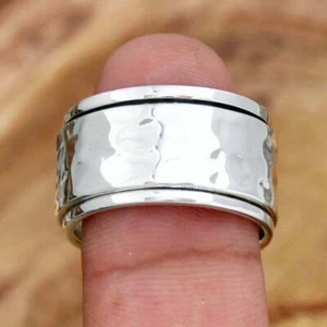 Solid 925 Sterling Silver Wide Band& SPINNER Ring Handmade ring All Size - Picture 1 of 11