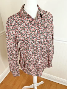 Boden Floral Strawberry Button Shirt Long Sleeve Market Garden Top Women Size 6R - Picture 1 of 9
