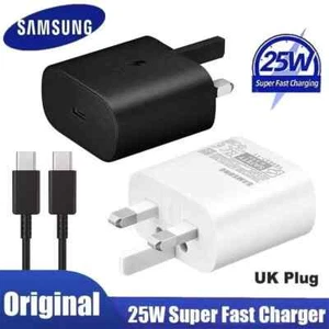 Genuine 25W Super Fast Charger Adapter Plug & Cable For Samsung Galaxy Phones UK - Picture 1 of 22