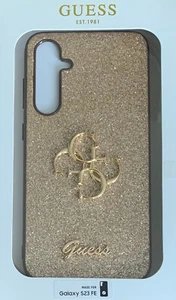 Guess Hardcase Glitter Script Big 4G für Samsung S23 FE S711 gold - Bild 1 von 1