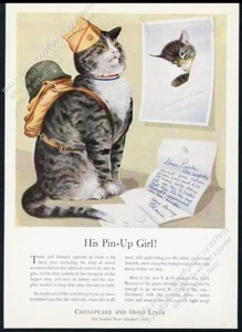 1943 Chessie Kitten Peake Cat His Pin Up Girl C&O Lines RR anuncio impreso vintage - Imagen 1 de 7