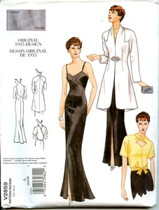 Vestido, chaqueta y blusa vintage Vogue Repro patrón de 1935 - tallas 6-8-10 2005 - Imagen 1 de 2