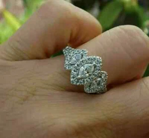 2.00Ct Marquise Cut Lab-Created Diamond Engagement Ring 14k White Gold Plated - Picture 1 of 6