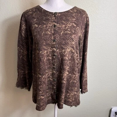 Cárdigan Coldwater Creek Suéter Marrón Talla L (14-16) Flecos Abotonados Foto 1 de 4