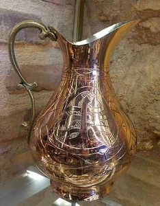 Authentic Handmade Copper Turkish Pitcher Jug Carafe Ewer ibrik 23cm 9in LARGE - Picture 1 of 1
