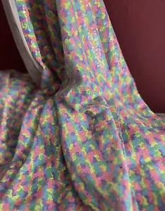 Pastel rainbow coloured 3mm Sequin Bling Sparkly Fabric 130cm Wide 2 Way Stretch - Picture 1 of 3