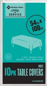 Manteles de pañuelo de 3 capas blancos Member's Mark, 54" x 108" (10 unidades) - Imagen 1 de 3