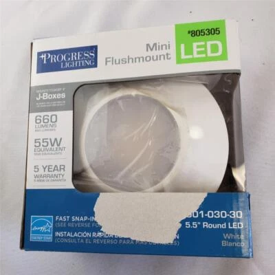 = Progress Lighting Mini Flushmount LED 805305 660 Lumens 5.5" Round White - Image 1 of 3