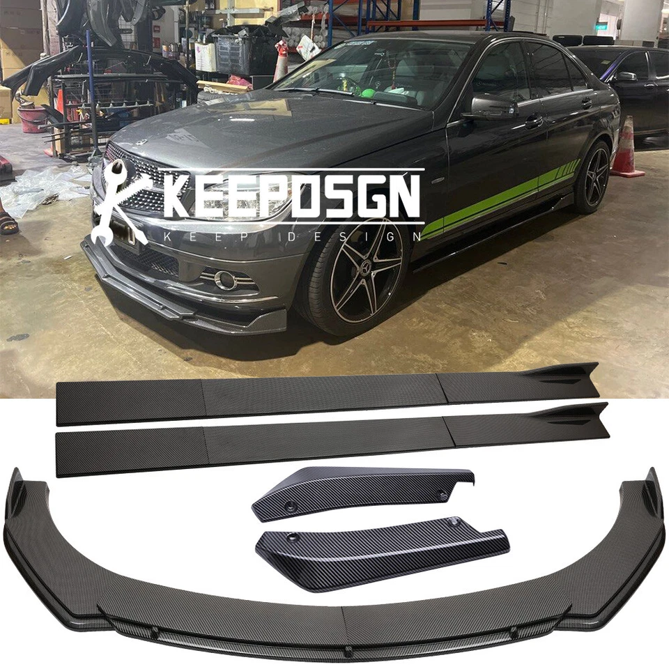 For Mercedes-Benz Carbon Fiber Front Bumper Lip Rear Splitter Spoiler Side Skirt Foto 1 de 4