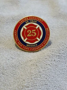 New York State Firemen's Association Ladies Auxiliary 25 Year Pin Vintage New - Picture 1 of 2