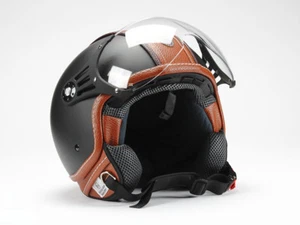 Jethelm, Motorradhelm, Rollerhelm,  Matt-Schwarz-Braun, S-XL, NEUE ECE R 22-06 - Bild 1 von 8