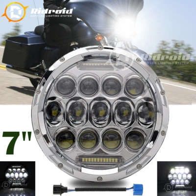 Faro LED DRL de 7" para Harley Davidson motocicleta Street Glide Fatboy EE. UU. Foto 1 de 4