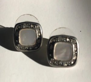 Quadratische Ohrstecker Abalone Metall & Kristall Pfosten Backings für durchbohrte Ohren - Bild 1 von 4