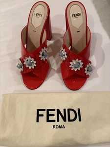 Fendi Flowerland Red Patent Heels SZ 8 - Picture 1 of 6
