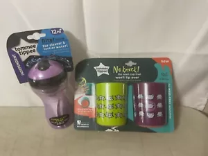 Nuevo biberón de agua para bebé Tommee Tippee tazas para sorber 12 meses + 3 tazas en lote - Imagen 1 de 3