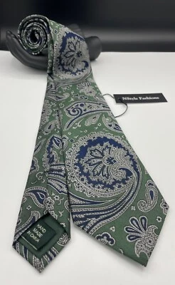 Corbata Ralph Lauren Green Label para hombre 100 % seda ~ verde ~ cachemira ~ ¡Hecha a mano! Foto 1 de 4