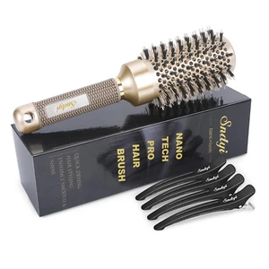 Nano Thermal Ceramic round Hair Brush with Boar Bristles for Blow Drying and Sty - Picture 1 of 7