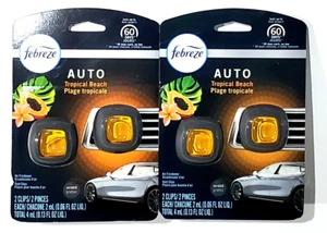 2 Packs Of 2 Febreze Auto Tropical Beach Air Freshener Clips - Picture 1 of 1