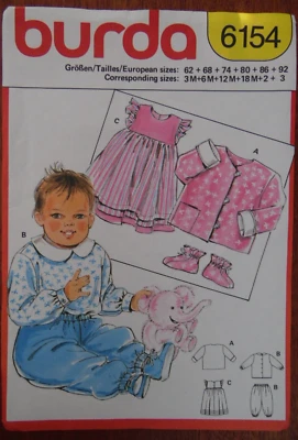 Burda 6154 Sewing Pattern Child baby Toddler Dress Jacket Trousers 3mths - 3yrs - Image 1 of 4