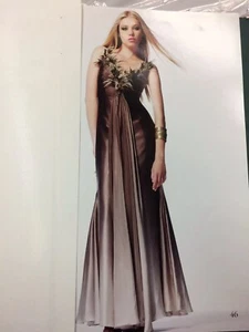 Jovani Brown-Ombre Silk Feather Prom Evening Special Dance Dress size 14 - Picture 1 of 12