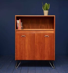Mobiletto porta bevande bar vintage metà secolo retrò in teak su gambe a forcina - Foto 1 di 6