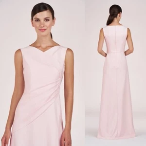 Kay Unger Nicolette Kleid V-Portrait-Ausschnitt rosa Perlen plissierte Taille Größe 10 - Bild 1 von 10