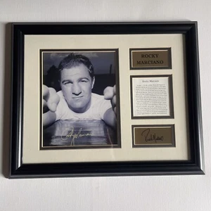 Rocky Marciano Boxer Geschichte gerahmtes Foto mit gedrucktem Autogramm 16x13" - Bild 1 von 8