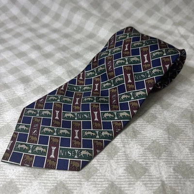 Corbata roja de la Bolsa de Valores de Nueva York de colección para hombre 100 % seda excelente estado usada Foto 1 de 4