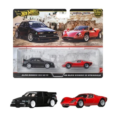 Hot Wheels Premium 2-Pack Alfa Romeo 155 V6 TI '69 Alfa Romeo 33 Stradale Auto - Immagine 1 di 4