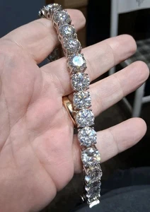 10 CT Round Cut Lab Created Diamond Tennis Bracelet 7.25" 14k White Gold Over - Picture 1 of 4