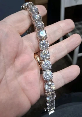 10 CT Round Cut Lab Created Diamond Tennis Bracelet 7.25" 14k White Gold Over - Image 1 of 4