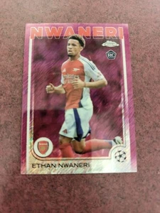 2024-2025 Topps Chrome UCC Ethan Nwaneri Magenta Shimmer RC - Foto 1 di 2