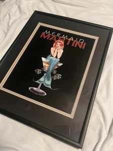 FRAMED Mermaid Martini by Ralph Burch 14x11 Sexy Drink Bar Art Print Vintage - Picture 1 of 2