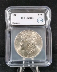 Dólar de plata Morgan 1921 $1 ICG MS 64 tonificación #5999 - Imagen 1 de 2