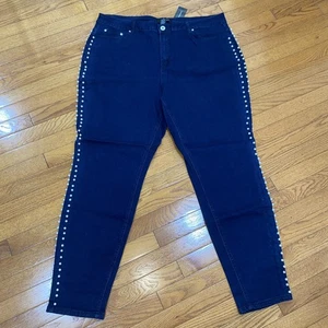 Ashley Stewart Jeans blau Größe 22 Skinny Perlenbesatz seitlich verziert - Bild 1 von 6