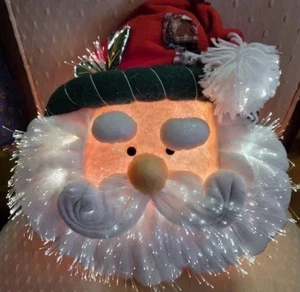 Vintage Fiber Optic Santa Head Face Color Changing Light With Original Box New - Picture 1 of 8