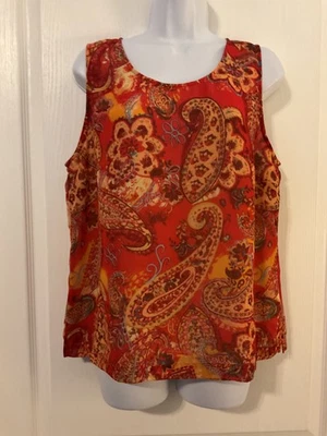 Top sin mangas Coldwater Creek para mujer talla L naranja cachemir cuello redondo Foto 1 de 4