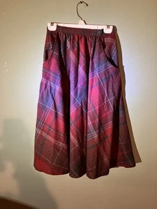 Avon Fashions VNTG MAXI rot/grau karierter Wollrock Gr. 9-10 verstellbarer Knopf - Bild 1 von 12