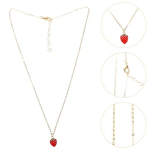 3 Pcs Strawberry Necklace Charm Jewelry for Women Pendant Women's - Picture 1 of 12