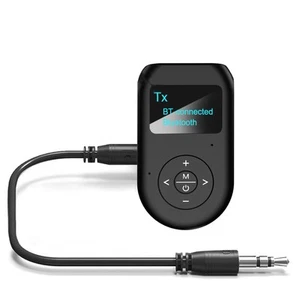 LCD Display Bluetooth 5.0 Audio Receiver Transmitter 3.5mm AUX Adapter Handsfree - Afbeelding 1 van 7