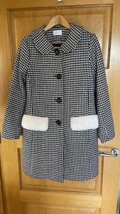 Mantel Größe 12 - 14 Medium Eur 40 Fischgrät Kunstfellbesatz klassisch Smart Savida - Bild 1 von 16