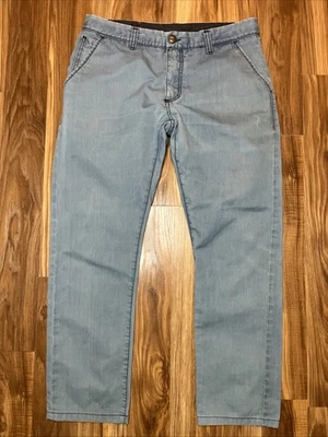 Pantalones de mezclilla Isaia para hombre 34x30 azul lavado claro elástico cremallera Italia Foto 1 de 4