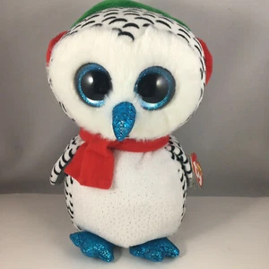 TY Beanie Boos - NESTER the Christmas Holiday Owl (Medium Size - 9 in) NEW MWMTS - Picture 1 of 6