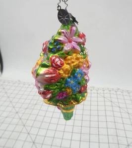 Christopher Radko Blown Glass Ornament Flower Power Breast Cancer Awareness - Picture 1 of 9