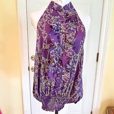 Karlie Purple and Green Halter Blouse Size Large
