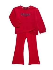 Tommy Hilfiger Little Girl's 2-Piece Logo Sweatshirt & Pants Set - Red - Size 4T - Picture 1 of 5