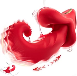 Rose Tongue Licking Sucking Clitoral Vibrator Thrusting Dildo Sex Toys for Women - Picture 1 of 7