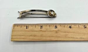 Vintage Silver and Gold Tone Metal Hair Clip with Rhinestone Embellishment ! - Picture 1 of 7