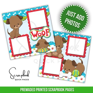Dog Scrapbook Page Pet Puppy Dog PRINTED Premade Scrapbook Quick Pages 32 - Picture 1 of 2