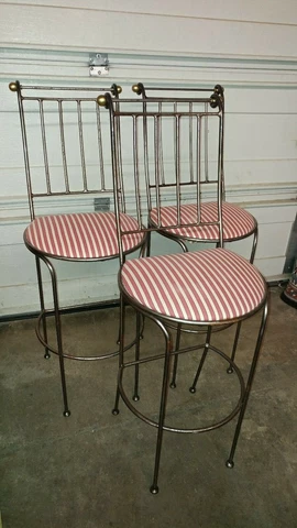 3 Tall Iron Modern Bar Stools - Heavy, Solid Iron, Well Made Cover